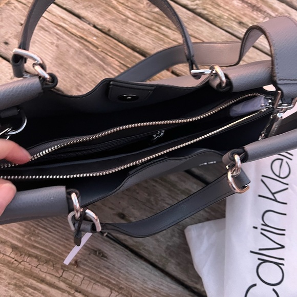 Calvin Klein NWT! Gray Satchel Handbag Purse with Dust-bag - Picture 6 of 16